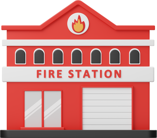 Fire Station Building 3D Icon